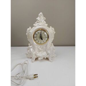 Vintage Old World Ceramic Clock Electric Mother of Pearl